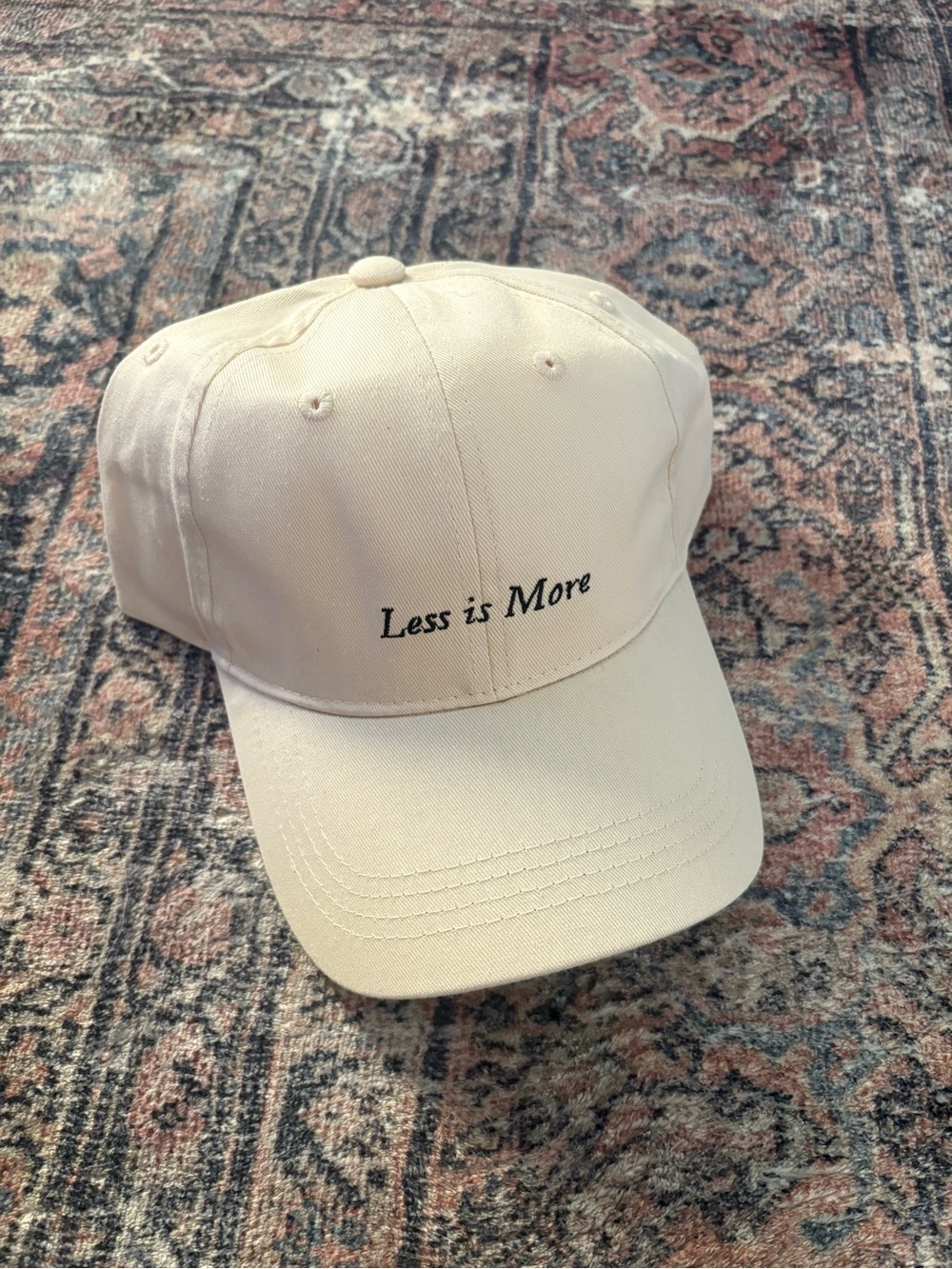 Merit Beauty - “Less is More” Embroidery - Minimalist Cream Baseball Cap (NEW)